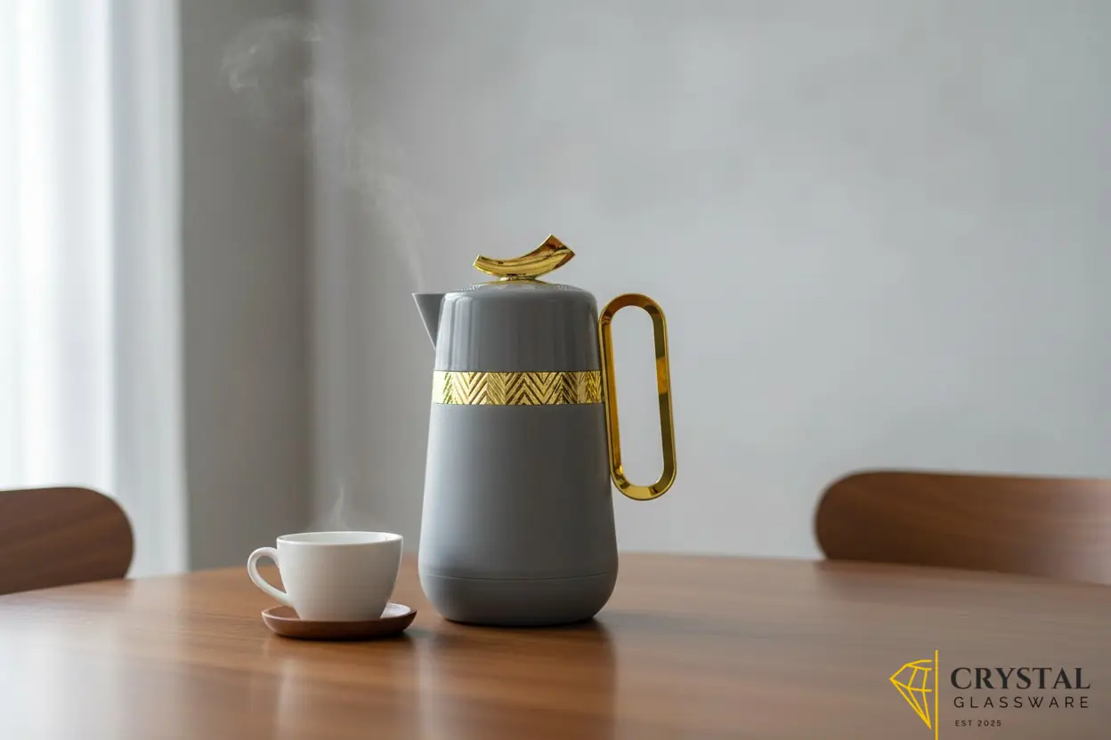 Parati brand vacuum flask with vibrant gold patterned